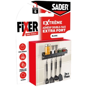 adhã©sif double face fixer sans percer extreme 2 m x 19 mm - bostik (sader)