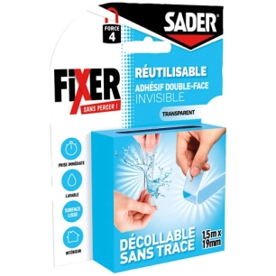 adhesif double face reutilisable 1,5 m x 19 mm - bostik (sader)