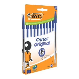 stylo à bille en cristal bleu blister 10 pièces