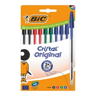 stylo à bille en cristal assortiment blister 10 pièces