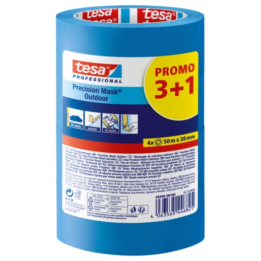 lot de 3 +1 adhésif de masquage de précision extérieur bleu tesa 50mx38mm - tesa batiment