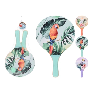 set de deux raquettes de plage avec balle couleurs / modèles assortis