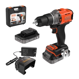 perceuse à percussion 18 v, avec 2 batteries au lithium de 2 ah, chargeur rapide de 1 ah et étui