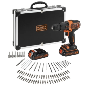 kit perceuse à marteau 18 v avec 2 batteries au lithium de 1,5 ah, chargeur, 80 accessoires et malette