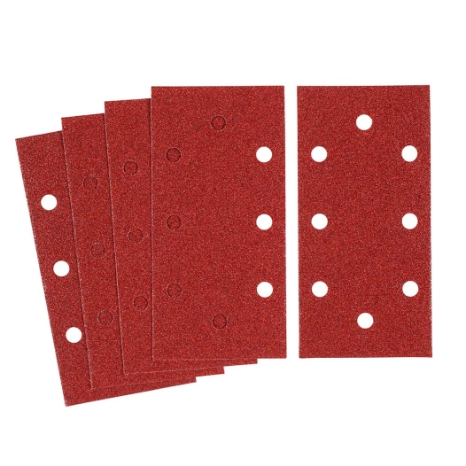 feuilles abrasives perforées 1/3 à montage rapide 80 g 93 x 190 mm - 5 pièces