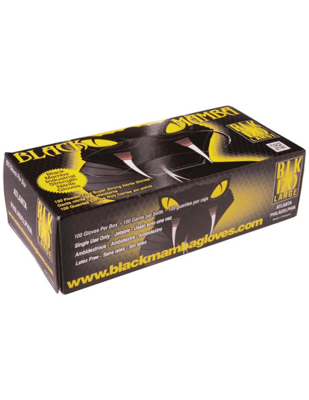 Gants nitrile jetables mécanique (100 pcs) taille L - Protection atelier vélo - BLACK MAMBA