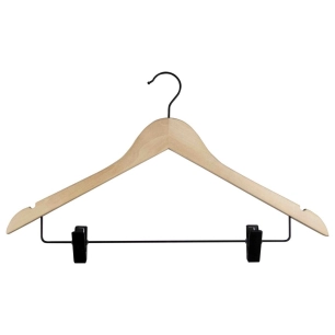 cintre galbé combiné pinces bois verni 44 cm - mondex