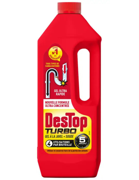 Destop Turbo Gel Javel Déboucheur surpuissant avec Javel - Destop