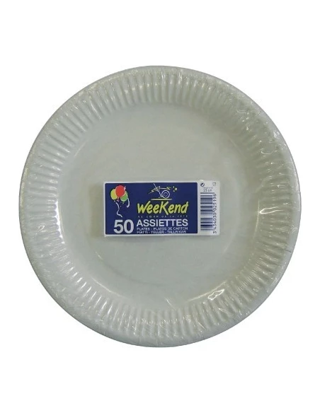 Assiette X50 Carton Blanc 18cm - PUBLI EMBAL