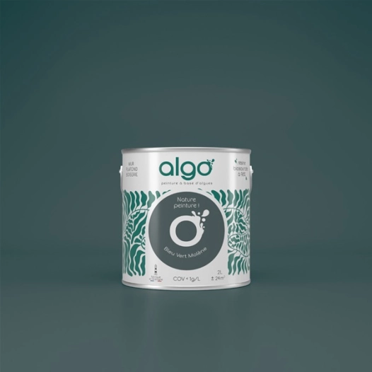 peinture ã©cologique - bleu vert molã¨ne - satin - 2 l - algo paint ld