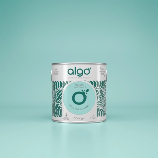 peinture ã©cologique - bleu-vert espiã¨gle - mat - 2 l - algo paint ld