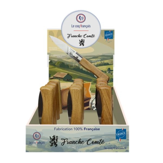 'prã©sentoir + 12 couteaux le coq virole franche comtã© - manche chãªne' - french touch arts ld