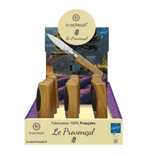 'prã©sentoir + 12 couteaux le coq virole '' provenã§al'' - manche chãªne' - french touch arts ld