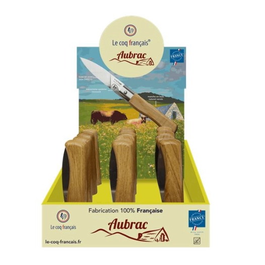 'prã©sentoir + 12 couteaux le coq virole '' aubrac'' - manche chãªne' - french touch arts ld