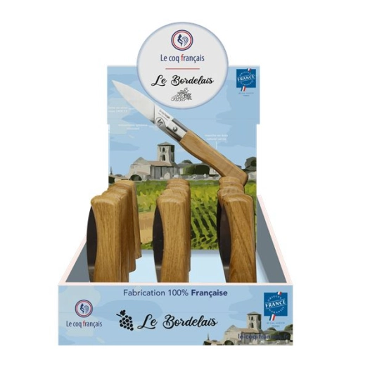 'prã©sentoir + 12 couteaux le coq virole ''bordeaux'' - manche chãªne' - french touch arts ld