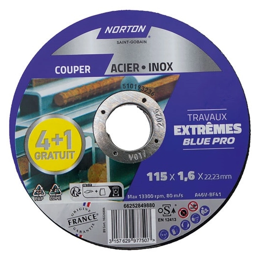 disque extrãªme mã©taux 115x1.6x22.2 lot 4+1 - saint gobain abrasifs