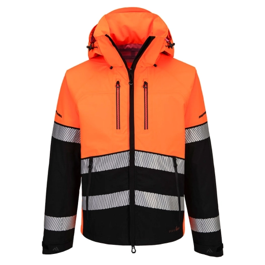 veste imper-respirante à capuche hv ev4 (3l) - taille xl - orange/noir - portwest