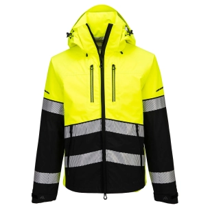 veste imper-respirante à capuche hv ev4 (3l) - taille m - jaune/noir - portwest