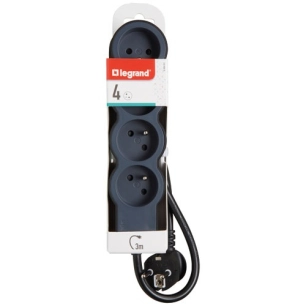 multiprise fb 4x2p+t standard 3 m 1.5 mmâ² noir - legrand