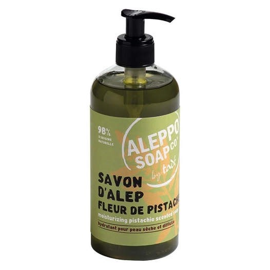 savon d'alep liquide fleur de pistache 500 ml - tpl ba tade pays du levant
