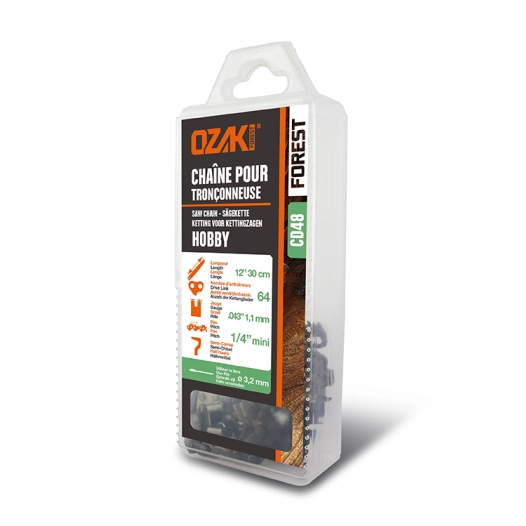 chaîne de tronçonneuse ozaki sous coque semi carrée: 1/4'' .043 (1,1mm) 64 entraîneurs ( e64 ).