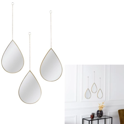 miroir dã©co goutte suspendu dore sixte x3 m8 - cmp consortium menager parisien ld