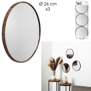 miroir toronto imitation bois d26cm x3 m8 - cmp consortium menager parisien ld
