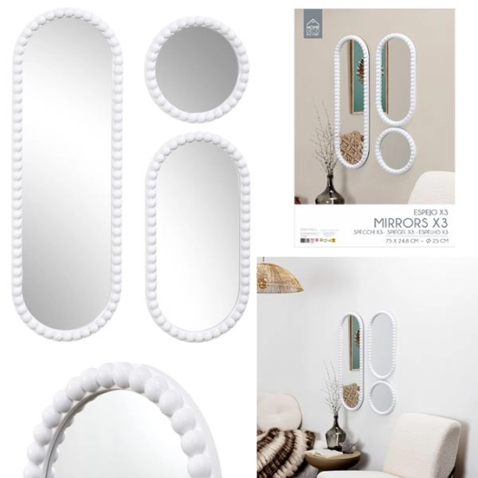 miroir corfu blanc h75cm x3 m8 - cmp consortium menager parisien ld