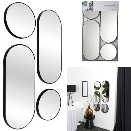 miroir dã©co rond et ovale versa noir x4 m4 - cmp consortium menager parisien ld