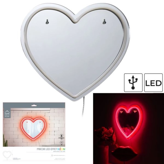 miroir led effet nã©on cå“ur m6 - cmp consortium menager parisien ld