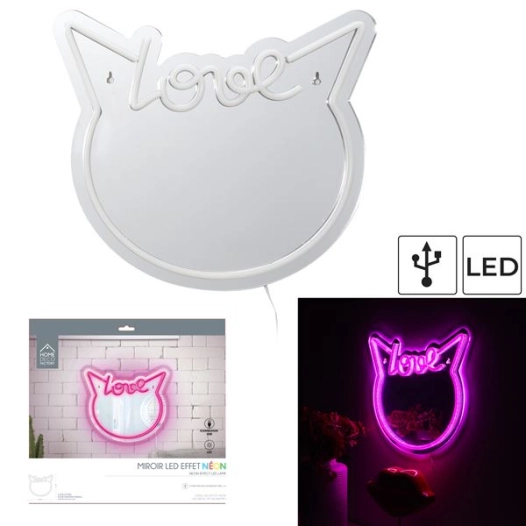 miroir led effet nã©on chat kawaii m6 - cmp consortium menager parisien ld