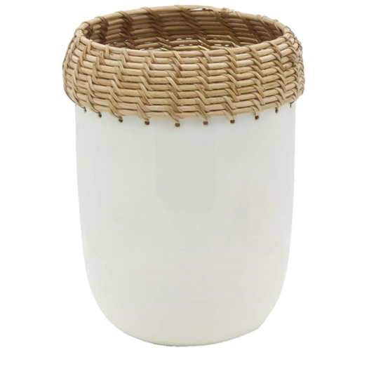 vase met.blanc+rotin h24 - aubry gaspard ld