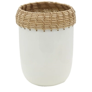 vase met.blanc+rotin h24 - aubry gaspard ld