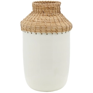vase met.blanc+rotin h37 - aubry gaspard ld