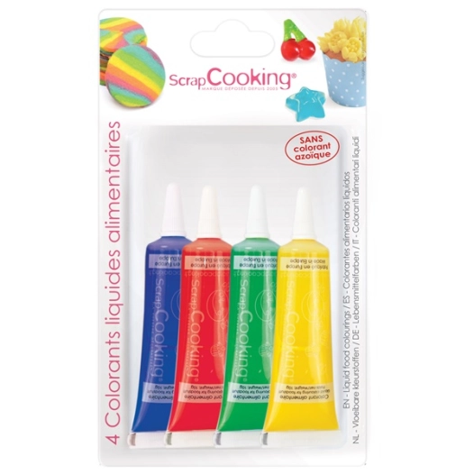 colorant alimentaire 10g bleu/rge/jaune/vert x4 - carambelle - ld