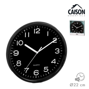 horloge murale noire avec chiffres blancs ø21,5 cm