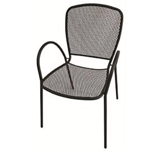 fauteuil empilable en acier avec accoudoirs arrondis coloris noir