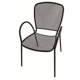 fauteuil empilable en acier avec accoudoirs arrondis coloris noir