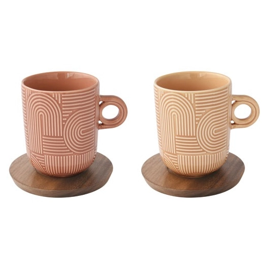 coffret 2 mugs 35cl en porc.av/soucoupe en acacia take a loop ass.4 - pozzi milano spa