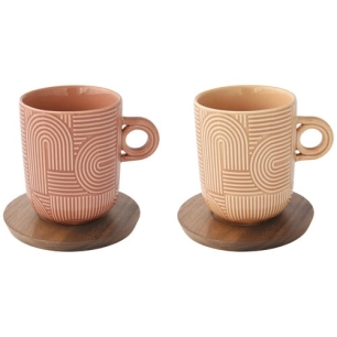 coffret 2 mugs 35cl en porc.av/soucoupe en acacia take a loop ass.4 - pozzi milano spa