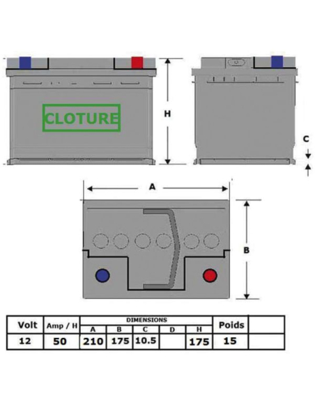 Batterie Clôture DORO N66 Alimentation robuste 12V pour clôtures électriques - DORO