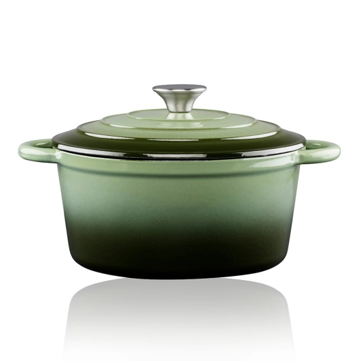 pot en fonte émaillée 3,8 l couleur vert 3,8 l, ø24 x 11,8 cm