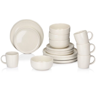 service de petit déjeuner en céramique crème 16 pièces