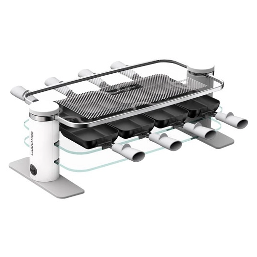 lagrange raclette transparence 8 pers 3 plateaux verre trempe blanc gris * - lagrange
