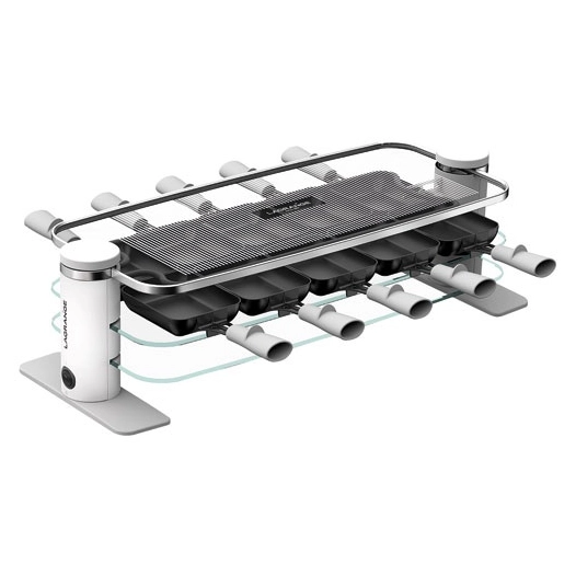 lagrange raclette transparence 8 pers 3 plateaux verre trempe blanc gris * - lagrange