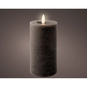 bougie led cire couleur grise, surface rustique,ø7 x 15 cm