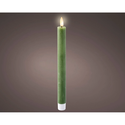 bougie led cire verte ø2,20 x 24,50 cm, 2 unités