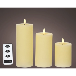 bougie led cire couleur crème, ø7 x 19 cm, 3 unités