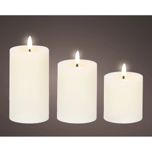 bougie led cire couleur crème, ø7 x 15 cm, 3 unités