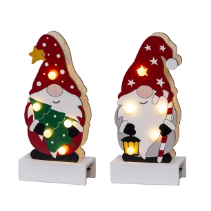 figure de gnome en bois avec led 8,50 x 4,50 x 18 cm, différents modèles